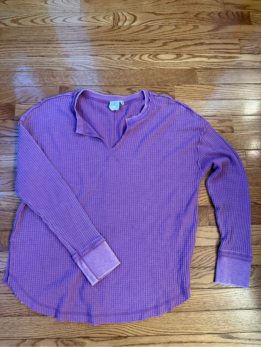 White Crow Lavender Waffle Knit Long-Sleeve Henley.